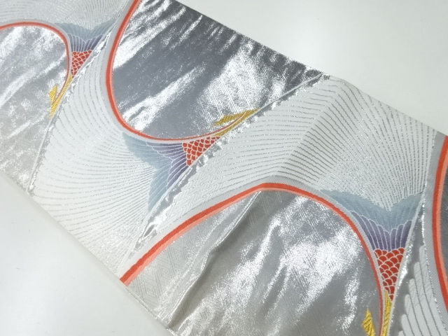 JAPANESE KIMONO / VINTAGE FUKURO OBI / WOVEN CRANE